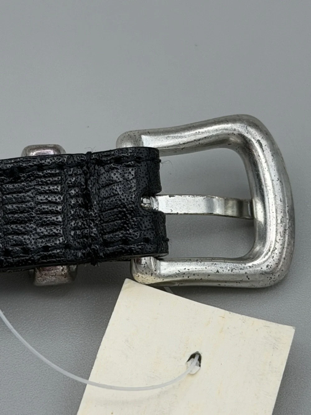 Talbots Black Textured Leather Belt with Silver-Tone Buckle and Conchos - Picture 13 of 16